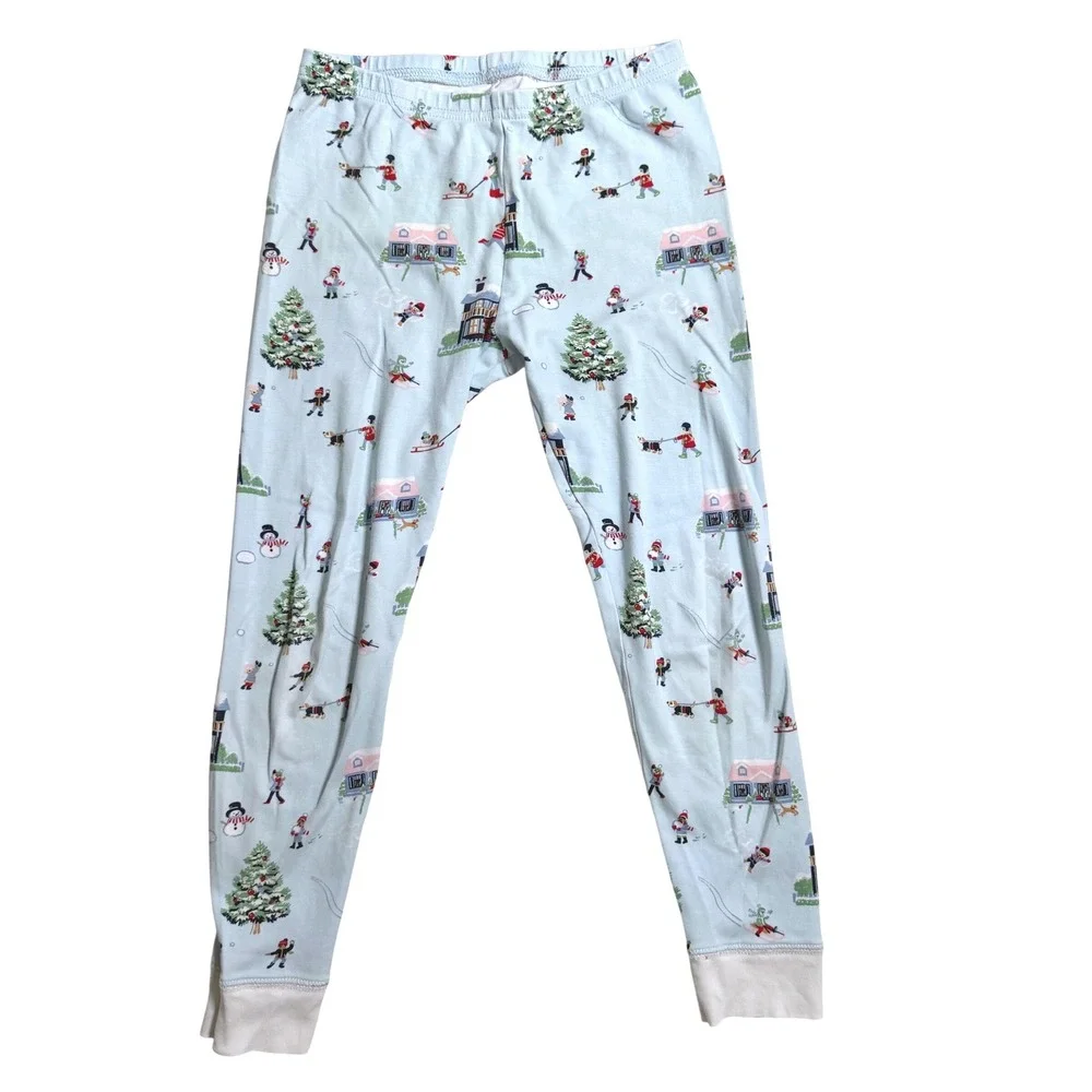 The Beaufort Bonnet Company Pajama *Pants* 8 Blue Winter Scene Pima Cotton Sleep